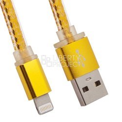 Дата-кабель Lightning - USB для Apple iPhone 5, 5C, 5S, 6, 6 plus, 6S, 6S Plus, iPad 4, Air, Air 2, Pro 9.7, Pro 12.9, PRO, mini 1, mini 2, mini 3, mini 4 (LP 0L-00027907) (золотой) - Кабели
