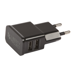  Универсальное сетевое зарядное устройство, адаптер 2хUSB, 2.1А (Liberti Project 0L-00030218) (черный) - Сетевой адаптер 220v - USB, Прикуриватель