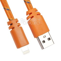 Кабель USB - Lightning для Apple iPhone 5, 5C, 5S, 6, 6 plus, 6S, 6S Plus, 7, 7 Plus, iPad 4, Air, Air 2, Pro 9.7, Pro 12.9, PRO, mini 1, mini 2, mini 3, mini 4 (Liberti Project 0L-00030335) (оранжевый) - Кабели