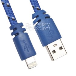Кабель USB - Lightning для Apple iPhone 5, 5C, 5S, 6, 6 plus, 6S, 6S Plus, 7, 7 Plus, iPad 4, Air, Air 2, Pro 9.7, Pro 12.9, PRO, mini 1, mini 2, mini 3, mini 4 (Liberti Project 0L-00030337) (синий) - Кабели