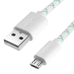 Кабель microUSB 2.0 AM -  microB 5pin 2.0м (Greenconnect GCR-UA9MCB3-BD-2.0m) (белый, зеленый) - Кабели