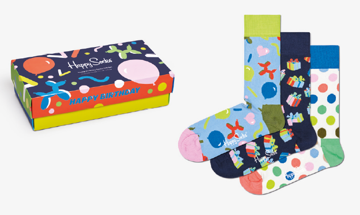 Носки Happy socks 3-Pack Playing Happy Birthday Gift Set XBIR08