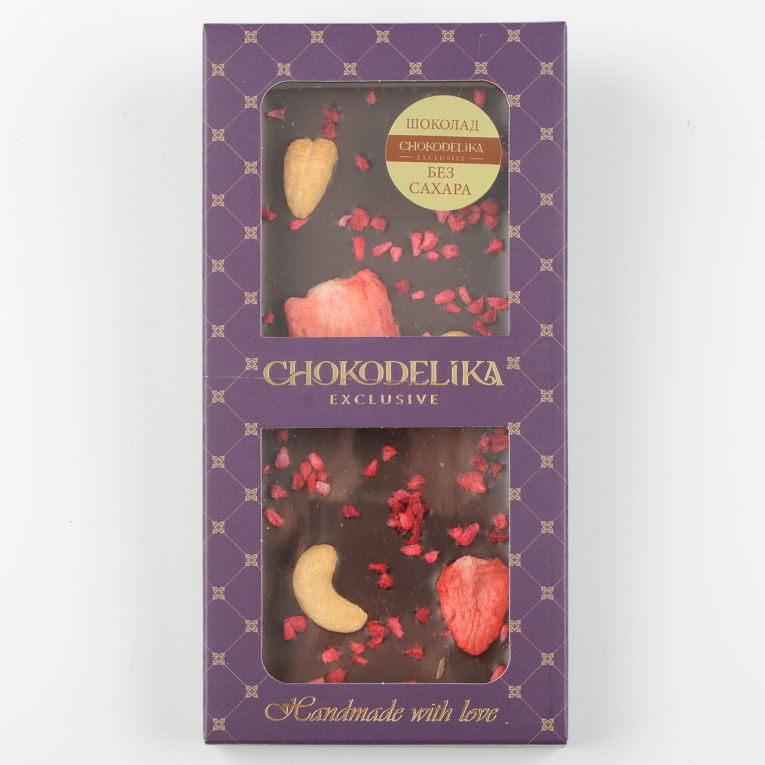 Подарки  СоюзЦветТорг Шоколад горький SUGAR FREE кешью, малина, клубника (80г)