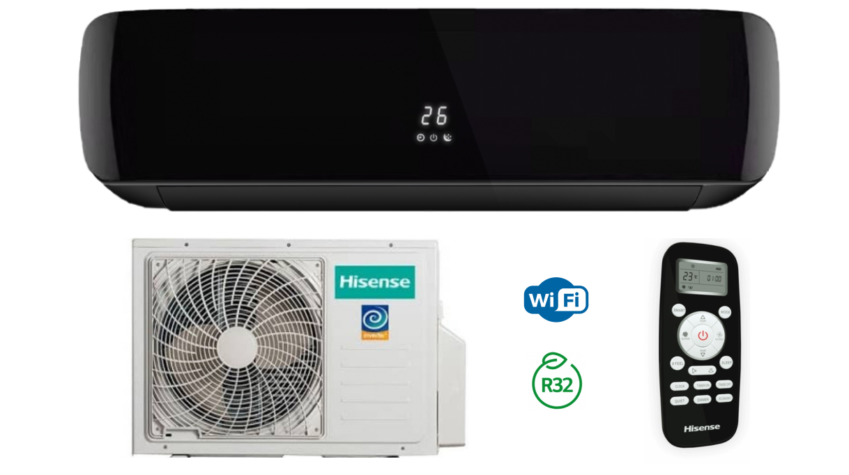 Кондиционер Hisense BLACK CRYSTAL DC Inverter AS-09UW4RYDTG05BG/AS-09UW4RYDTG05BW Сплит-система