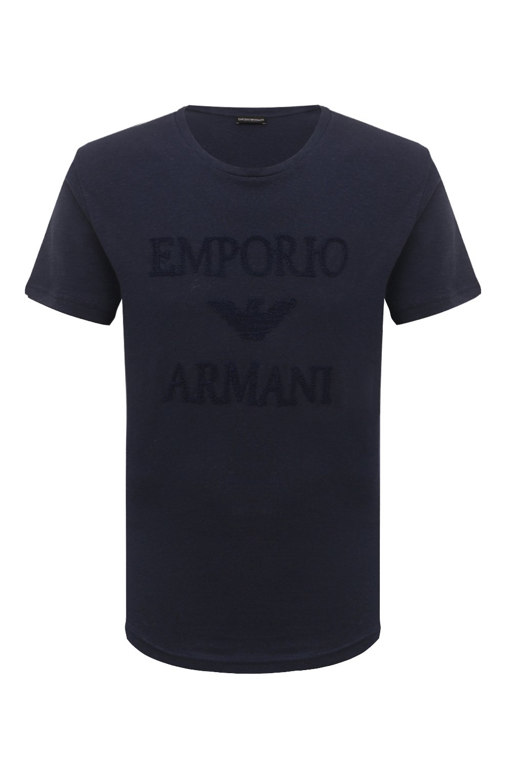 Футболка из хлопка и льна Emporio Armani