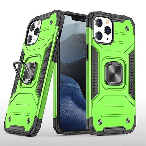 Противоударный чехол Strong Armour Case с кольцом для iPhone 13 Pro Max (Салатовый)