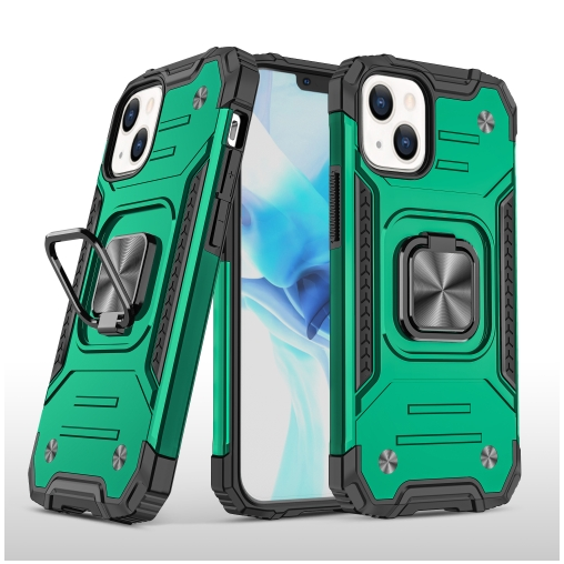 Чехол для iPhone 13 Mini Противоударный чехол Strong Armour Case с кольцом для iPhone 13 Mini (Темно-зеленый)