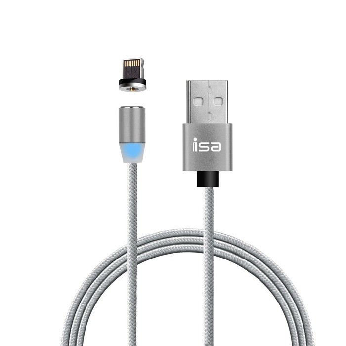 Кабель магнитный USB Lightning 2A ISA MC-02 120 см (Серебро)