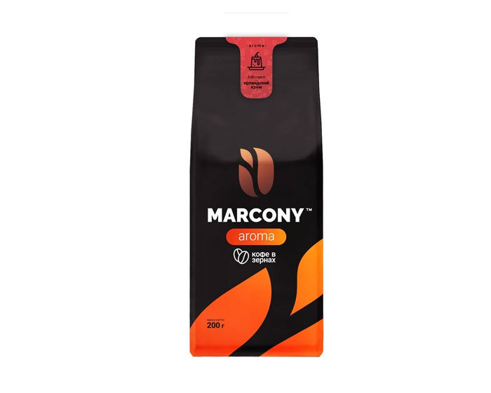 Кофе в зернах Marcony Aroma со вкусом Ирландского крема, 200 г (Маркони)