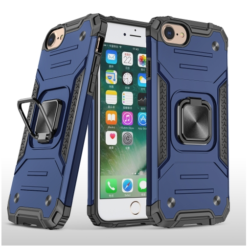 Противоударный чехол Strong Armour Case с кольцом для iPhone SE 2020 (Темно-синий)