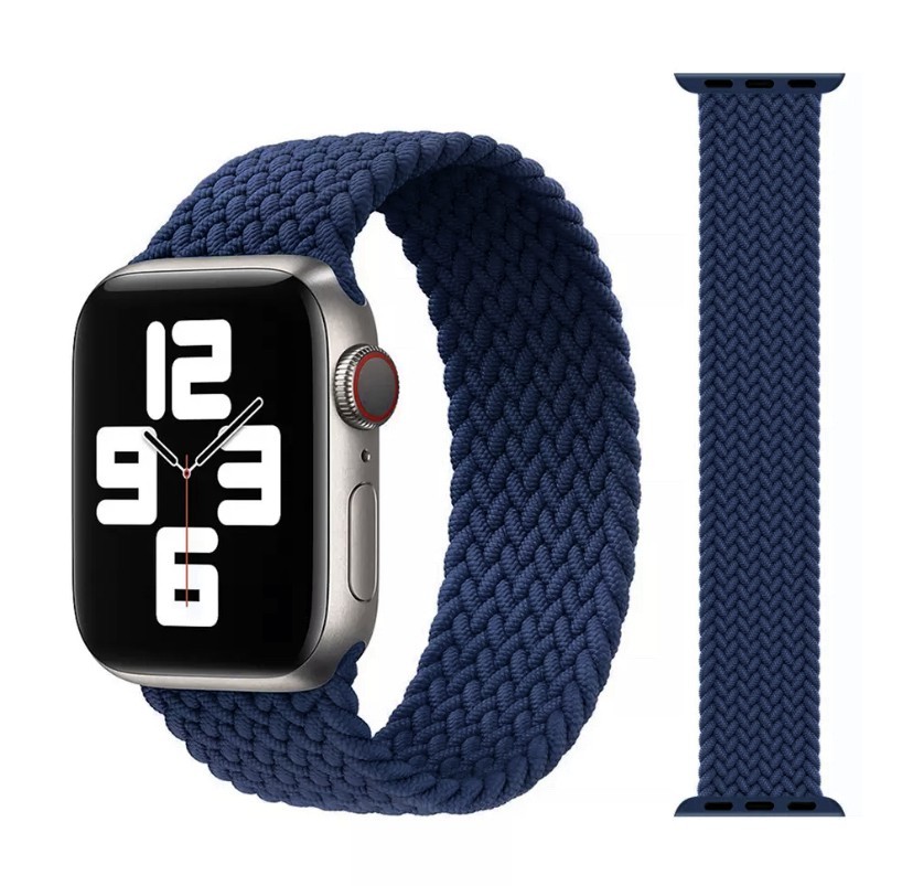 Монобраслет силиконовый плетенный 38 мм / 40 мм / 41 мм (размер 6 – 156 мм) для Apple Watch (Темно-синий)