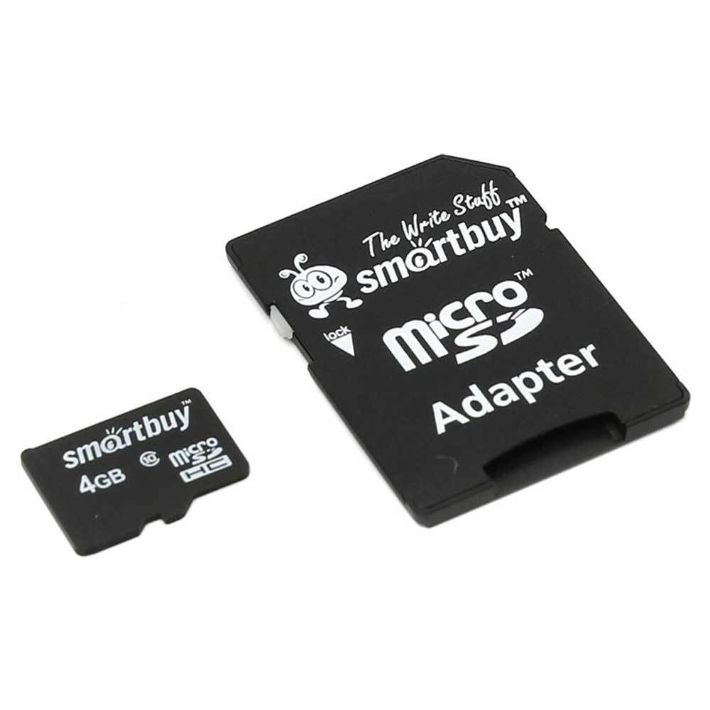 Карты памяти, адаптеры к ним  Чехолер Карта памяти Micro-SD 4 GB Smart Buy Class 10 с адаптером