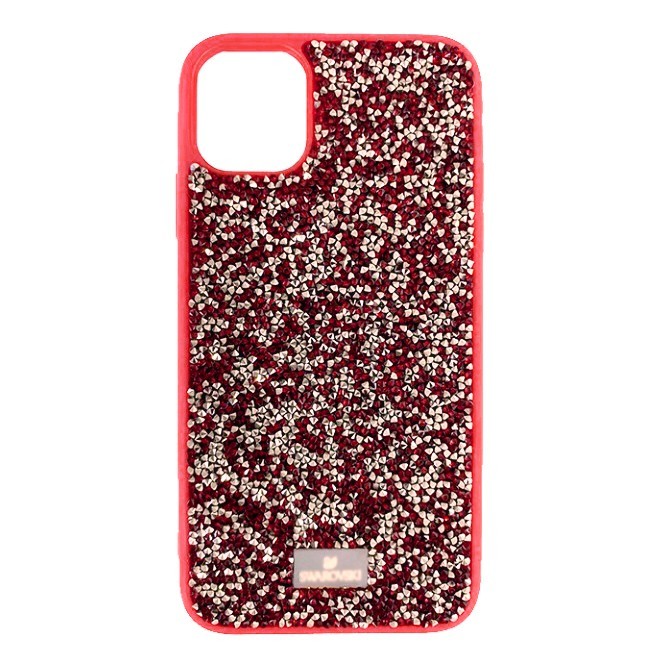 Чехол со стразами SW для IPhone 12 mini (Серебристо-красный)