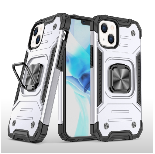 Чехол для iPhone 13 Mini Противоударный чехол Strong Armour Case с кольцом для iPhone 13 Mini (Серебро)