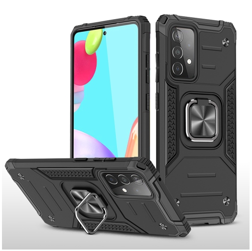  Противоударный чехол Strong Armour Case с кольцом для Samsung Galaxy A52 (Черный)