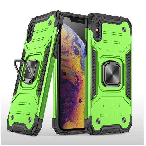 Противоударный чехол Strong Armour Case с кольцом для iPhone Xs Max (Салатовый)