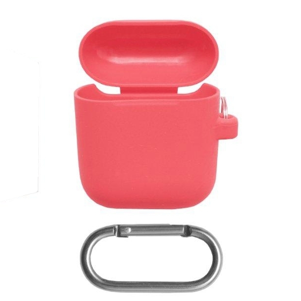 Силиконовый чехол с карабином Silicon Case для Airpods 1, 2 (Коралл)