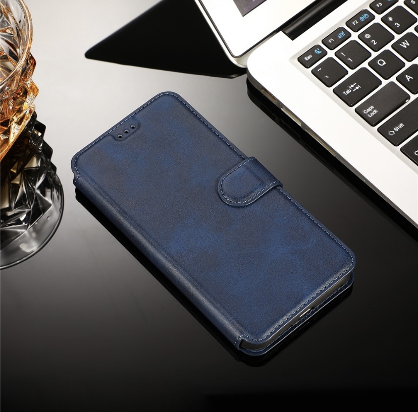 Чехол книжка-подставка кожаный с магнитной застежкой для Honor 10 (Синий)