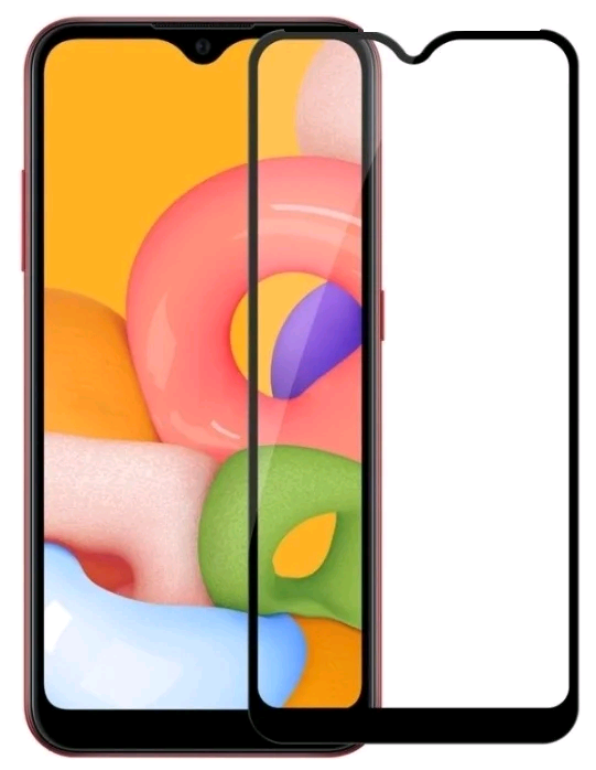 Защитное стекло 9D на весь экран 9H для Samsung Galaxy A02s (Черная рамка)