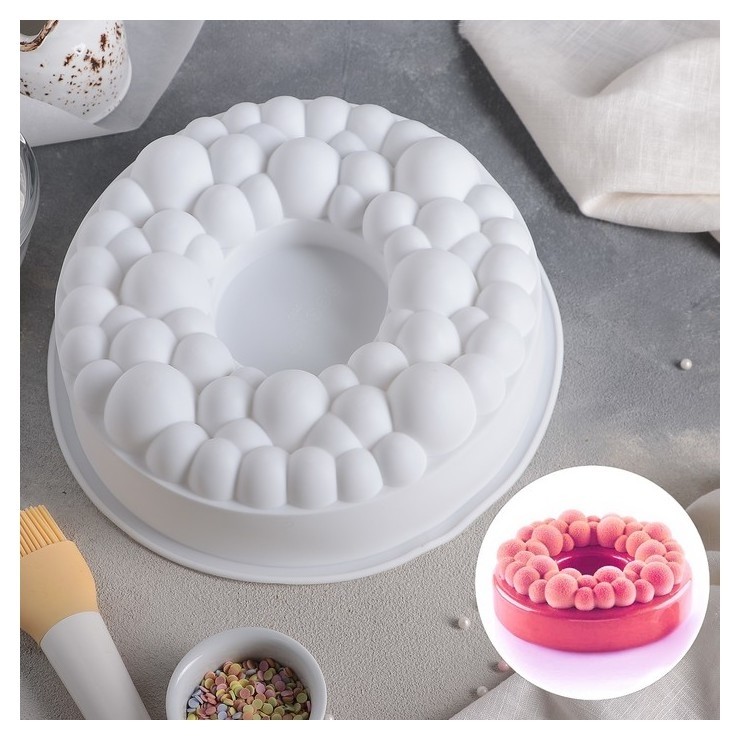 Форма для муссовых десертов и выпечки «Морская пена», 24×8 см, цвет белый