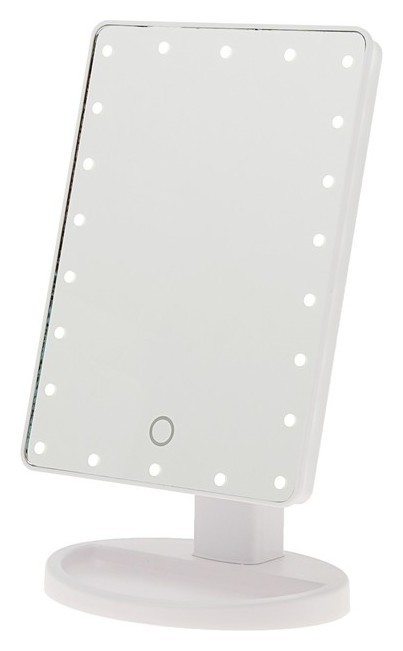   Белорис Зеркало с подсветкой Luazon Kz-06, настольное, одностороннее, 22 Led, сенсорная кнопка, белое