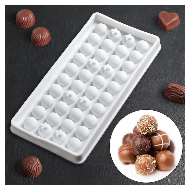 Форма для льда и шоколада 24×12 см Шарики, 40 ячеек