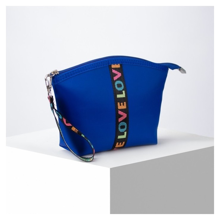 Косметичка-сумочка, отдел на молнии, с ручкой, цвет синий