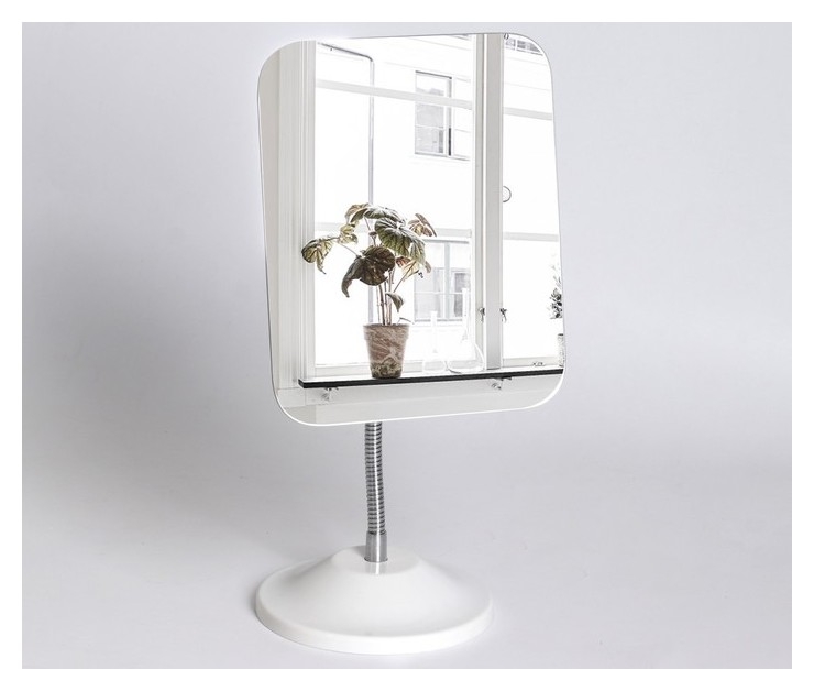  Зеркало настольное, на гибкой ножке, зеркальная поверхность 13,5 × 16,3 см, цвет белый