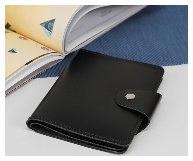 Обложки для автодокументов и бумажники водителя  Белорис Обложка для автодокументов и паспорта, на кнопке, цвет чёрный