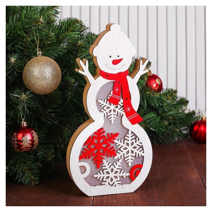 Подарки на Новый год  Белорис Декор с подсветкой «Большой снеговик»