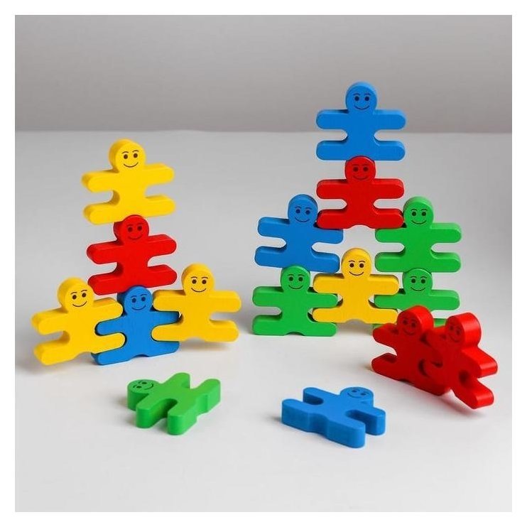 Игрушки-пирамидки  Белорис Развивающая игра балансир «Человечки» 19х11,5х4 см
