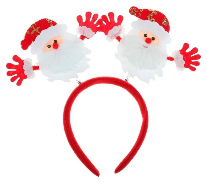 Ободок карнавальный Дед Мороз на пружинках