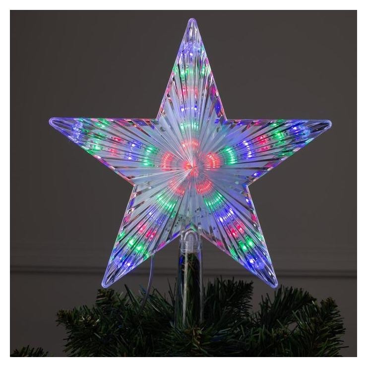 Фигура Звезда белая ёлочная 22х22 см, пластик, 30 Led, 240v мульти, шнур 2 метра