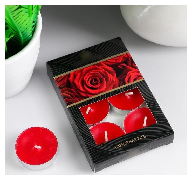 Набор чайных свечей ароматизированных Бархатная роза в подарочной коробке, 6 шт