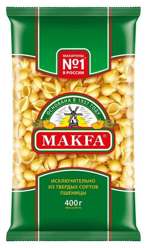 Макароны макфа ракушки группы А в/с, 400 г