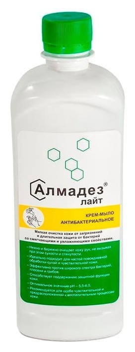 Дезинфицирующее мыло алмадез-лайт антибактериальное 0,5 л (С дозатором)