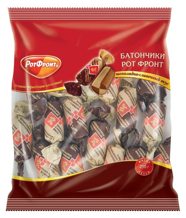 Конфеты батончики шоколадно-сливочный вкус 250г