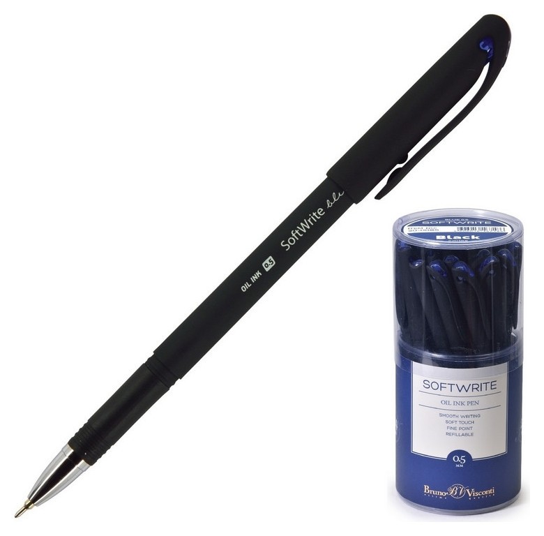 Ручка шарик масляная Softwrite Black 0,5 мм синяя 20-0085
