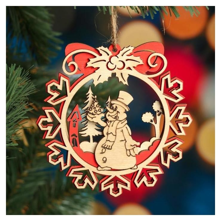 Ёлочное украшение Снежинка, красный блеск, под роспись, D=11 см