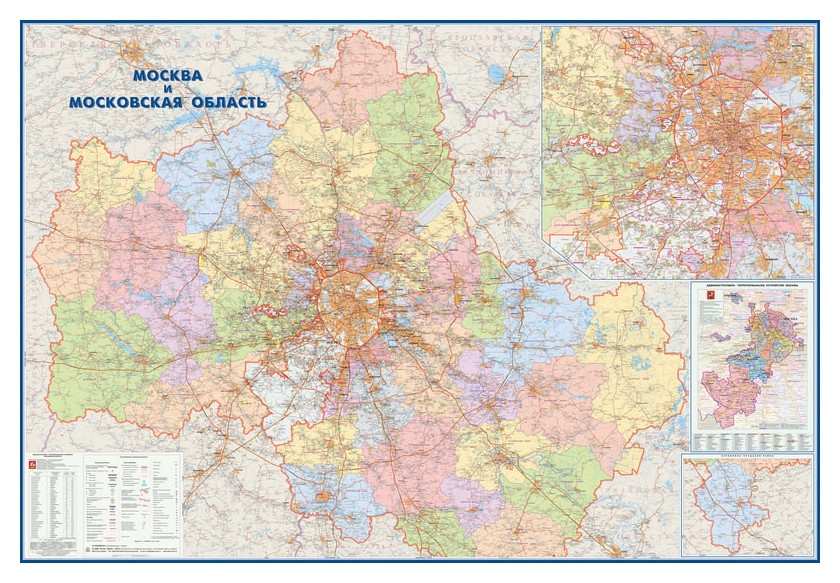 Настенная карта москва и московская область админ.1:170тыс.,2,33х1,58м.