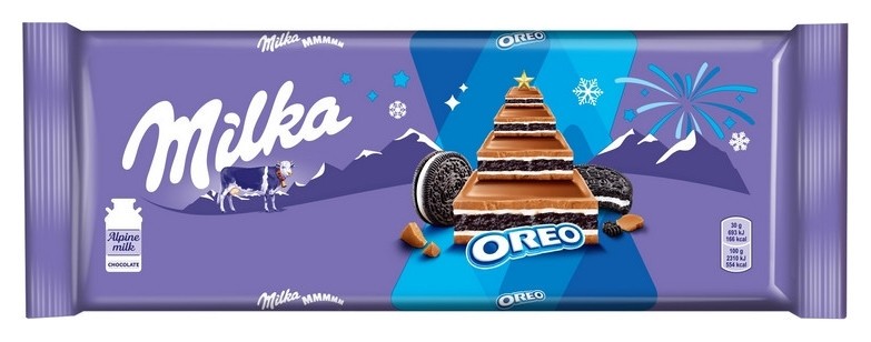 Шоколад Milka с начинкой со вкусом ванили и пеенье Oreo, 300г