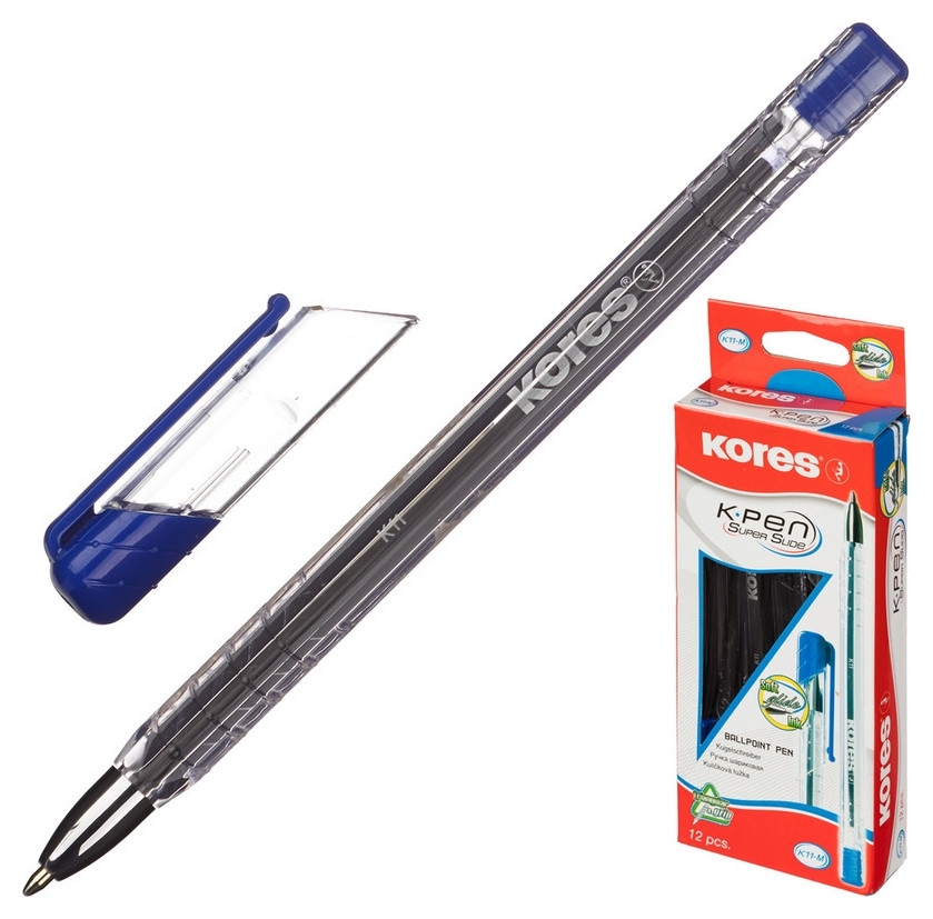 Ручка шариковая Kores К11 неавт M(1мм) треуг.корп., масляная, синяя