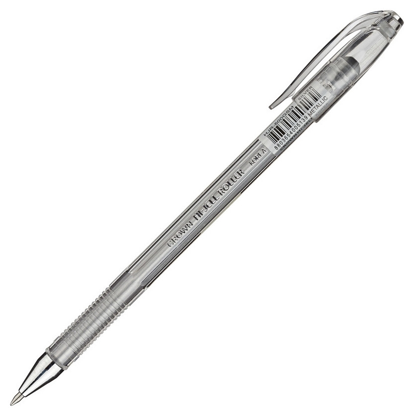 Ручка гелевая серебро металлик Crown, 0,7мм
