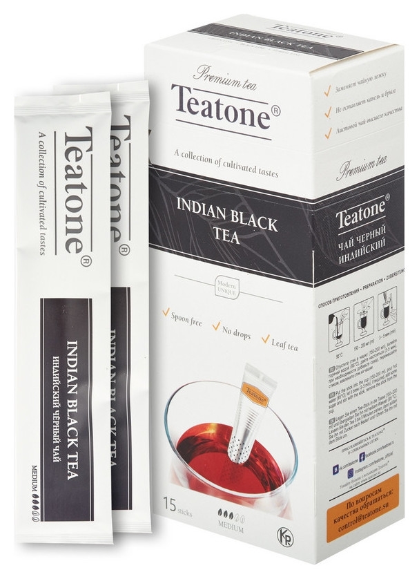 чай Teatone черный в металл.стике 15шт/уп. 742