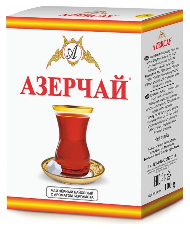 Чай азерчай черный с ароматом бергамота среднелестовой,100г 250190