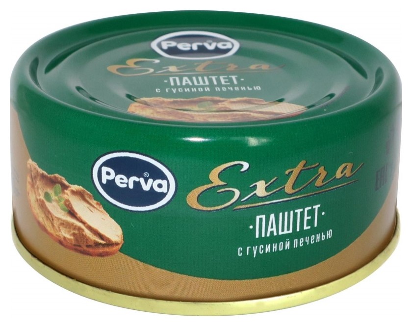 Мясные консервы паштет курганский с гусиной печенью Perva Extra ключ, 100г