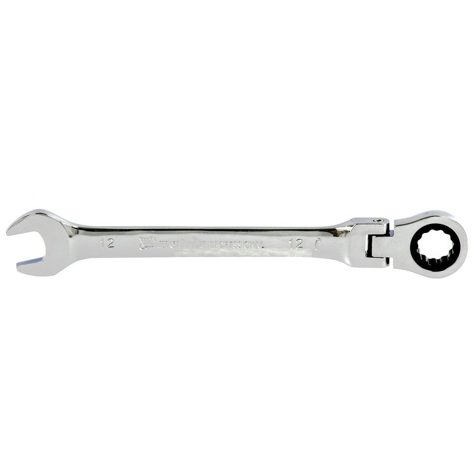 Ключ комбинированный трещоточный, 12 мм, Crv, шарнирный, зеркальный хром Professional