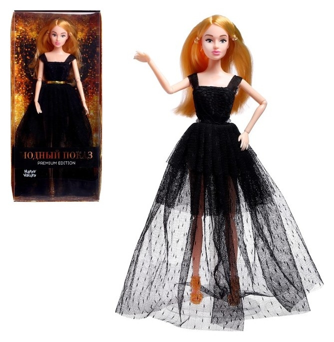 Кукла-модель шарнирная «Ксения - модный показ» в черном платье