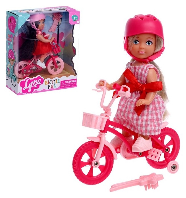 Кукла малышка Lyna на велопрогулке с велосипедом и аксессуарами