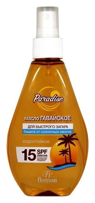 Масло для быстрого загара Гавайское Пальмовый рай SPF15